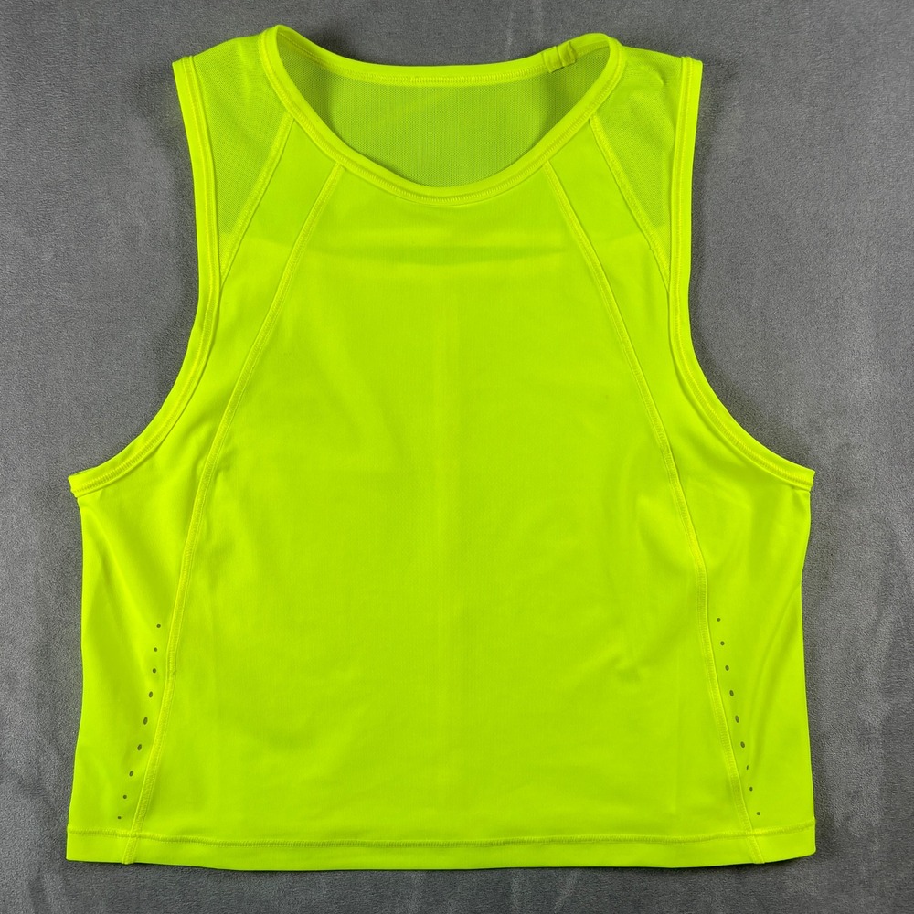 Lululemon Sculpt Tank Top Electric Lemon Neon Yellow Mesh Back Cutout Womens 8